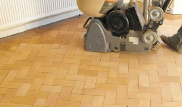 Parquet Wood Flooring being Restored in a home